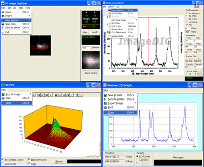 ImageDIG consists of three integrated modules which allow the user to convert 2D flat images into 3D (x,y,z) data or if a graph, convert the graph in image form into 2 dimensional numerical data for further analysis. The third is 2D analyis plotter.